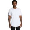 A white Staple Curve Tee with short sleeves, featuring a subtle logo. The model is standing against a plain background.