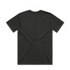 A black t-shirt featuring a plain back design and a logo or branding.