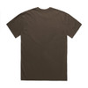 A plain brown heavy faded t-shirt displayed flat on a white background, featuring a simple design and a logo.