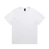 A white t-shirt featuring a relaxed fit and short sleeves. The design includes a logo at the neck.