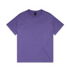 A purple heavy faded T-shirt with short sleeves and a simple design. It features a logo on the label.