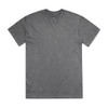 A grey stone wash heavy tee featuring a crew neck and short sleeves, with a visible logo.