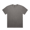 A grey t-shirt with a relaxed fit and a brand logo on the label.