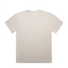 A plain beige t-shirt featuring a standard crew neck and short sleeves, with a logo on the back.