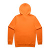 An orange work hoodie with a hood and long sleeves, featuring a simple design and no visible branding.
