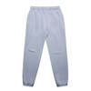 Light blue track pants featuring an elastic waistband and cuffed ankles, with a logo on one of the pockets.