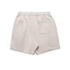 Relax Track Shorts in light beige with a back pocket and an elastic waistband. Features a simple logo on the fabric.