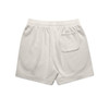 Light grey track shorts featuring a back pocket and an elastic waistband. The shorts have a relaxed fit.