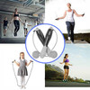 A skipping rope with a black and white design, surrounded by images of people using skipping ropes in various settings.