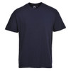 A navy blue Turin Premium T-Shirt with a round neckline and short sleeves, featuring a logo on the tag.