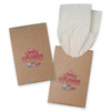 A packet of bamboo tissues in a light brown wrapper with a logo, featuring a white tissue peeking out.
