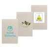 Three sets of sticky notes in a light beige color featuring different logos and designs.
