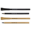 A set of four inkless pens in black, grey, and natural kraft colours, featuring a logo on each.