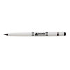 A white Aluminium Inkless Pen with a black tip and a logo, designed for writing.
