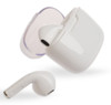 White Twista Earbuds with a charging case, featuring a sleek design. Earbuds have a smooth finish and rounded edges.