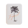 A LED compact mirror featuring a palm tree design and the text "Tropical Beauty."