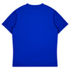A blue T-shirt with a simple design and short sleeves. The back view is shown, featuring a smooth surface.