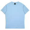 A light blue children's t-shirt with a simple design and a logo on the label.