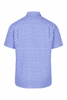 Short-sleeve button-up shirt in blue and white checkered pattern with a standard collar and no visible logos.