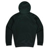A dark green hoodie featuring a smooth fabric and a hood, with a plain back design.
