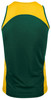 A green and yellow men's singlet featuring a fitted design and a logo on the back.