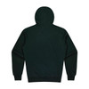 A dark green hoodie featuring a kangaroo pocket and a hood, with a plain back view.