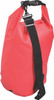 A red 5-litre dry bag with a black adjustable strap and a clip closure, featuring a logo.