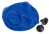 A blue sunshade with two black suction cups, designed for outdoor use.