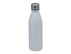 A drink bottle in matte white with a stainless steel lid and a simple logo. Ideal for hydration on-the-go.