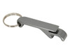 A drink bottle keyring in a shiny metallic finish, featuring a bottle opener and a keyring attachment.