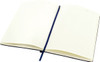 An A5 notebook with a navy cover, featuring blank lined pages and a matching ribbon bookmark.