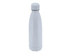 A drink bottle in white, featuring a sleek, modern design and a removable cap. It includes a logo.