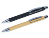 A set of two Terra Kraft Pens in black and kraft paper, featuring shiny silver accents and branding.