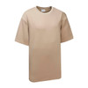 An oversized tee in a light beige colour with a relaxed fit and short sleeves, featuring a brand logo.