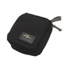 A black eco accessory pouch with a zip closure and a logo patch on the front.