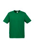 A green short sleeve tee with a simple design and a small logo on the label.