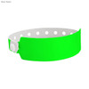 A neon green vinyl wristband with white holes and a fastening, suitable for events and exhibitions.