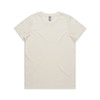 A plain cream-coloured T-shirt with a round neckline and short sleeves, featuring a label inside.