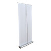 A white 850mm roll-up banner with a silver base and support pole, featuring a simple design.