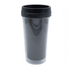 A drink bottle featuring a clear body and a black lid, part of the Digital Galilee 443mL Tumbler range.