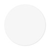 A round, white cardboard coaster featuring a logo. Ideal for protecting surfaces.