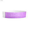 A lavender Tyvek wristband, 19mm wide, with a textured finish, featuring a logo on one side.