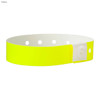 A bright yellow plastic wristband with a white adjustable snap closure and holes for sizing.