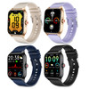 A set of four smartwatches in gold, purple, navy, and black with various digital displays and sport-style straps.