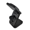A black Spartan 3-in-1 wireless charger with a compact, adjustable stand and a circular charging pad.