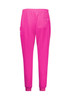 Pink jogger scrub pants with an elastic waistband and side pockets. Features branding on the leg.