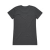 A grey T-shirt featuring a simple design and showing the back view, with a logo on the label.