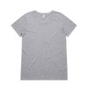 A grey t-shirt with a classic crew neckline and short sleeves. It features a logo on the label.