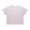 A light pink crop tee with short sleeves and a plain back, featuring a logo.