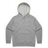 A grey hoodie featuring a spacious front pocket and a drawstring hood. It also has an inner lining.